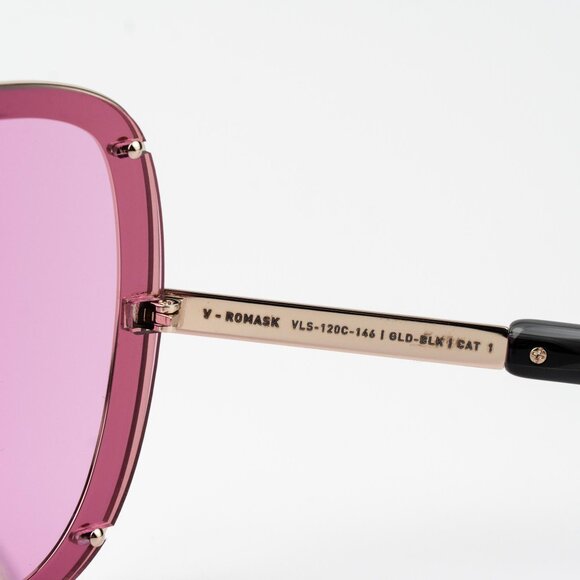 Valentino Women Sunglasses Titanium Gold Black Pink Mask V - ROMASK VLS-120C-146 - Picture 6 of 11